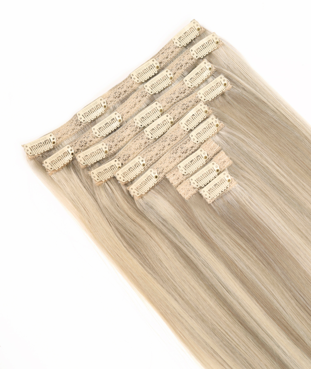 #18/60 Pearl Ash Blonde Highlights Classic Clip In Hair Extensions 9pcs