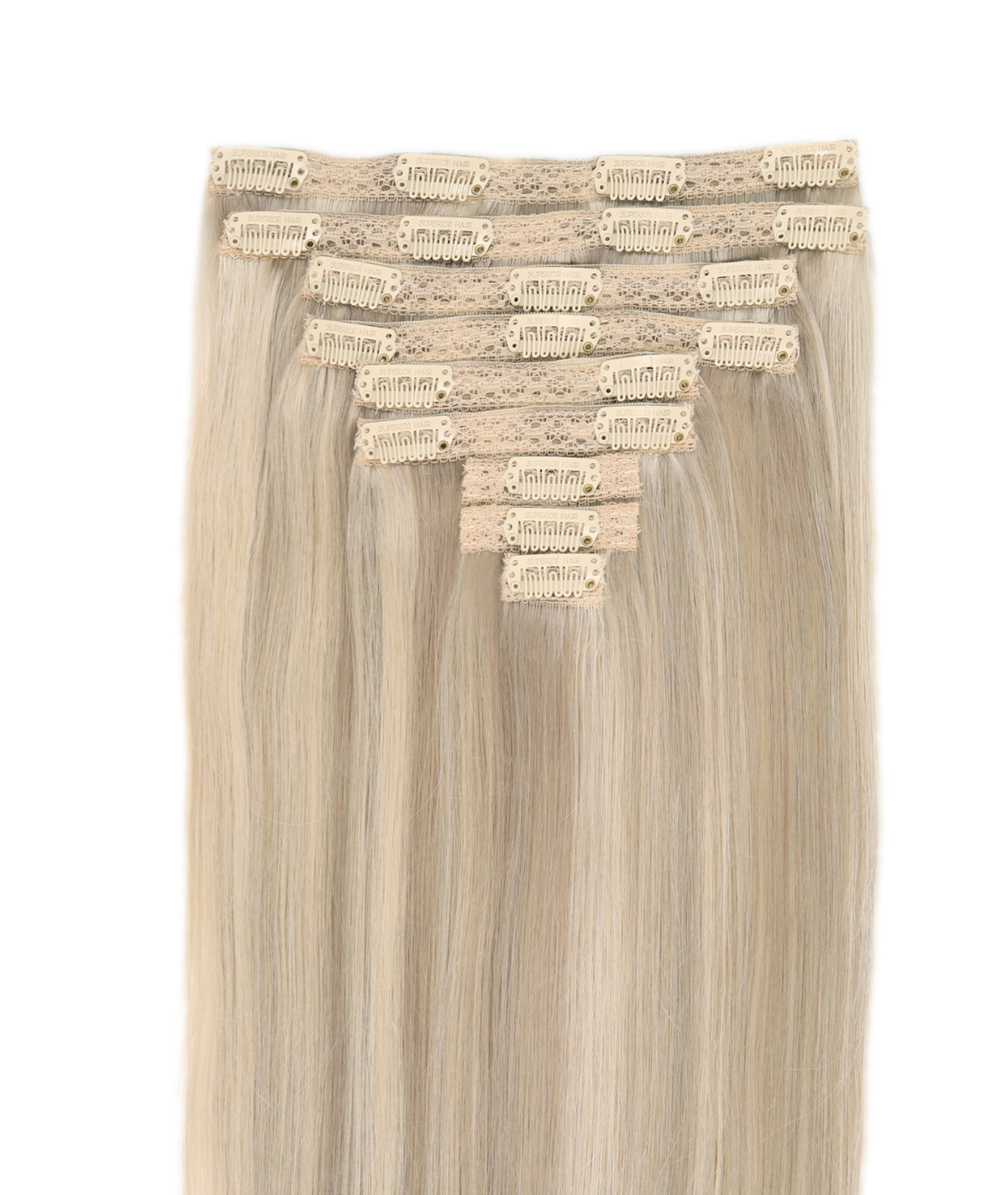 #18/60 Pearl Ash Blonde Highlights Classic Clip In Hair Extensions 9pcs