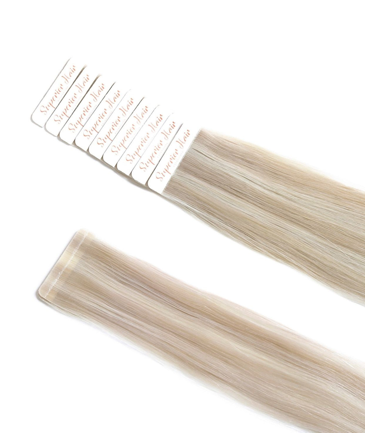 #18/60 Pearl Ash Blonde Highlights Ultra Seamless Tape In Hair Extensions