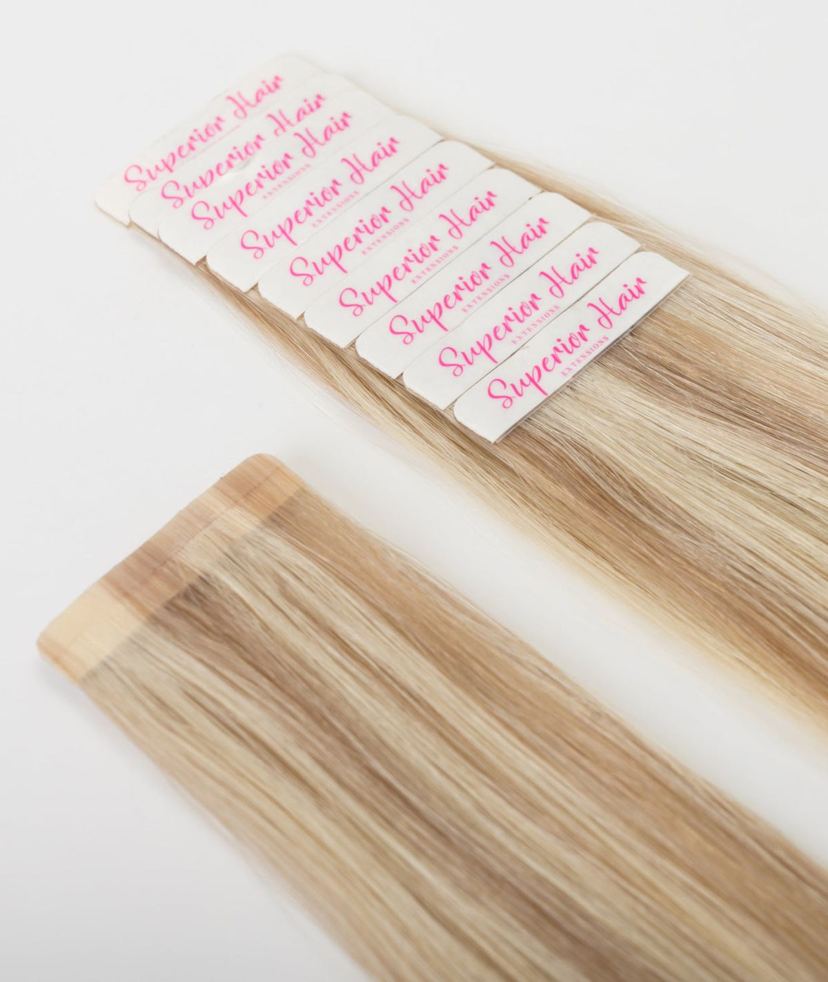 #18/613 Ash Blonde Highlights Ultra Seamless Tape In Hair Extensions