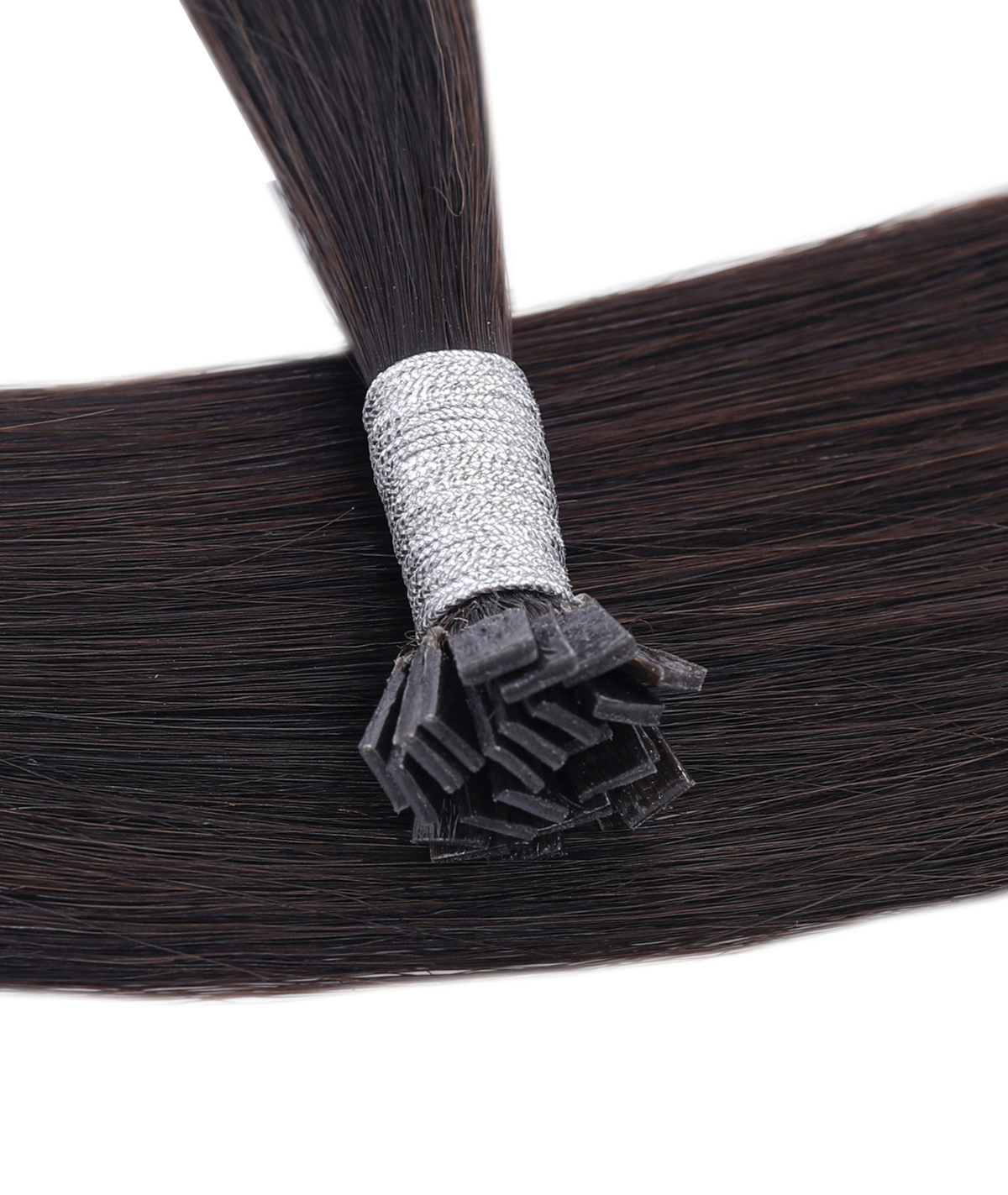 #1BL Darkest Brown Flat Tip Keratin Bond Hair Extensions