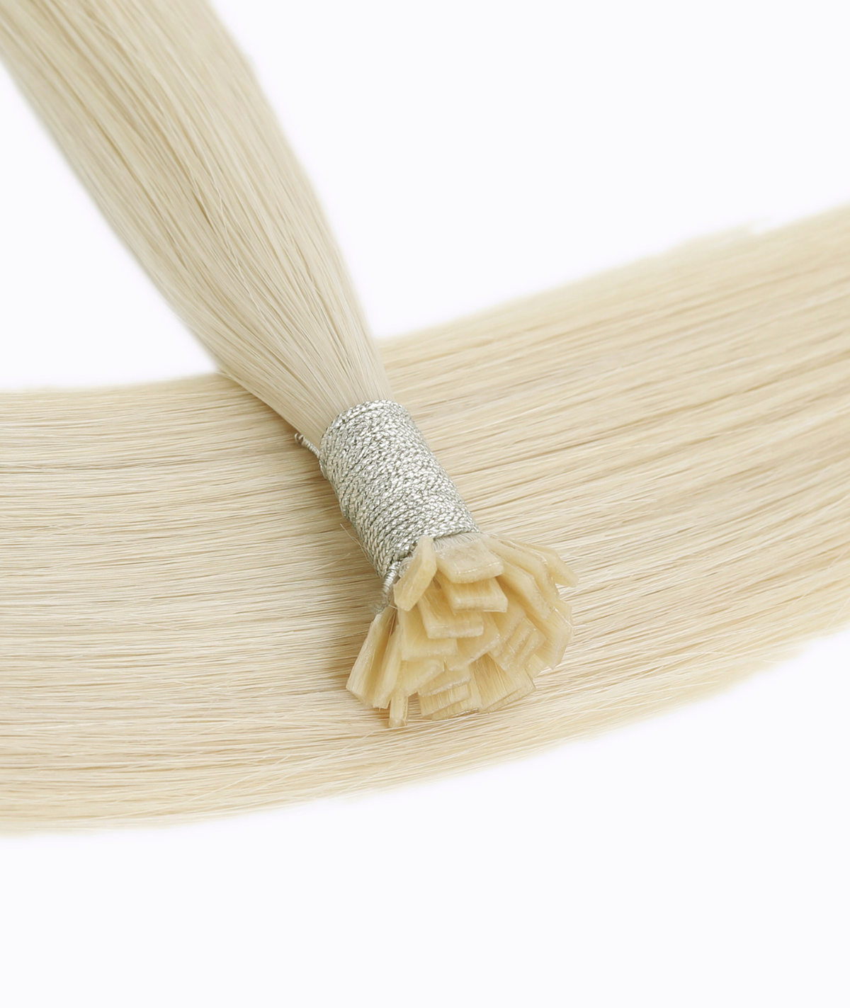 #60 Whitest Ash Blonde Flat Tip Keratin Bond Hair Extensions