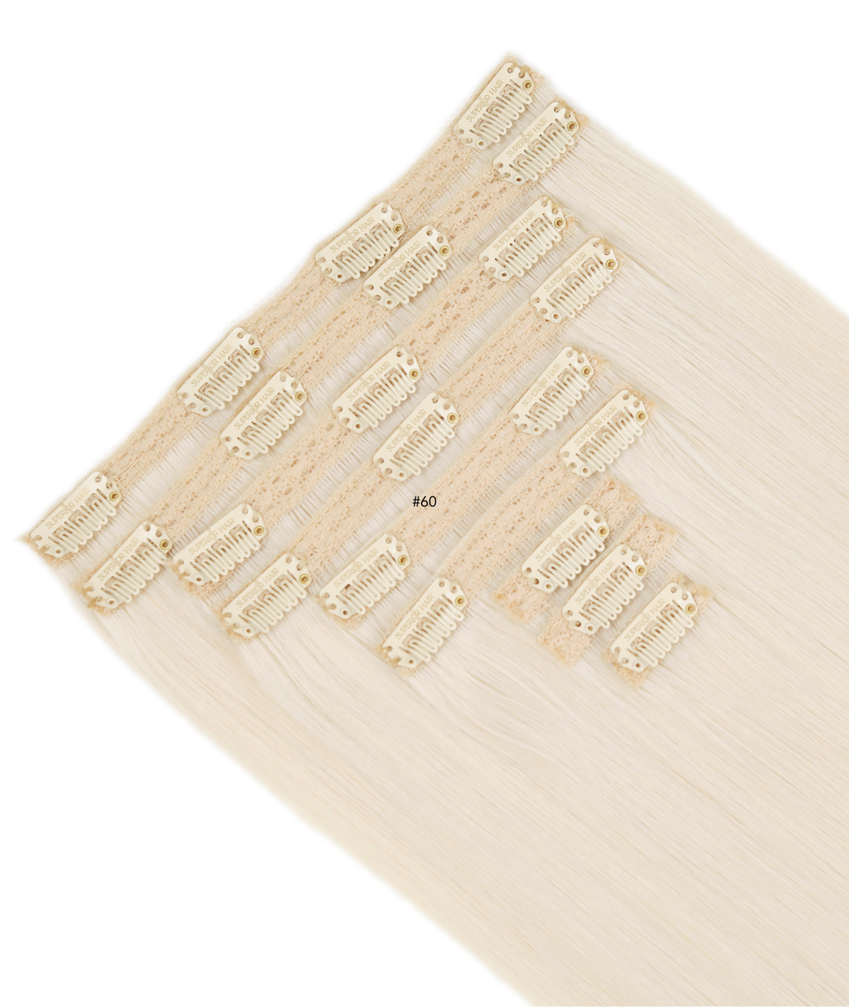 #60 Whitest Ash Blonde Classic Clip In Hair Extensions 9pcs