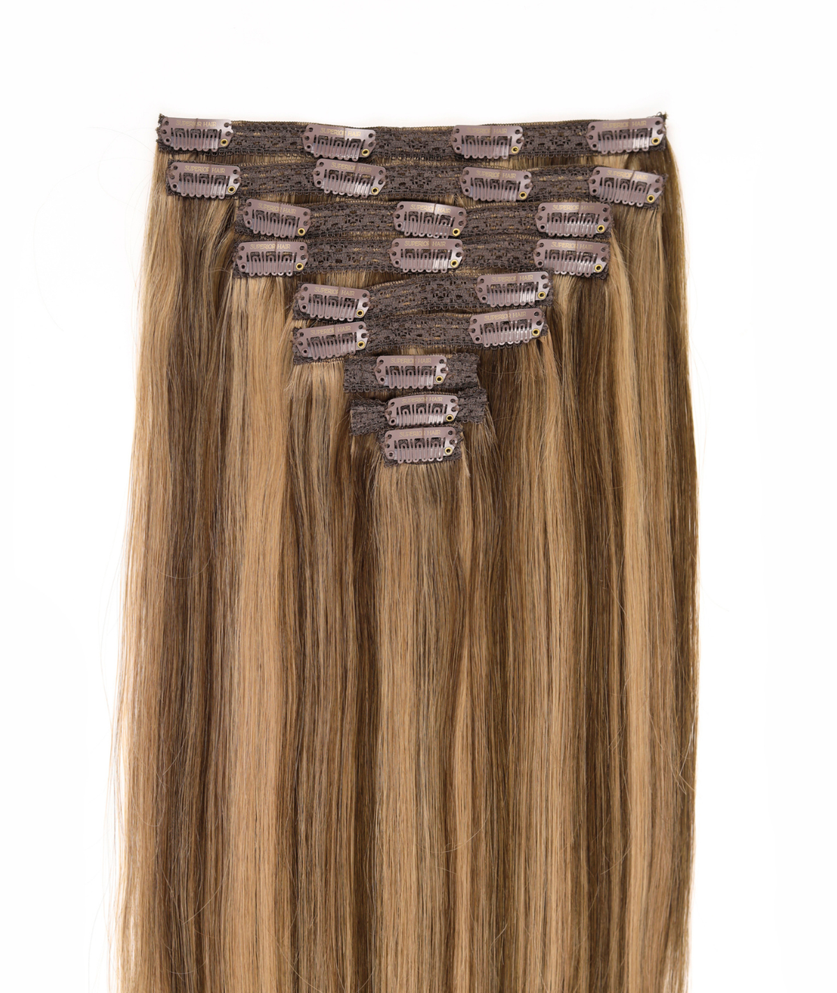 #Chestnut Brown Highlights Classic Clip In Hair Extensions 9pcs