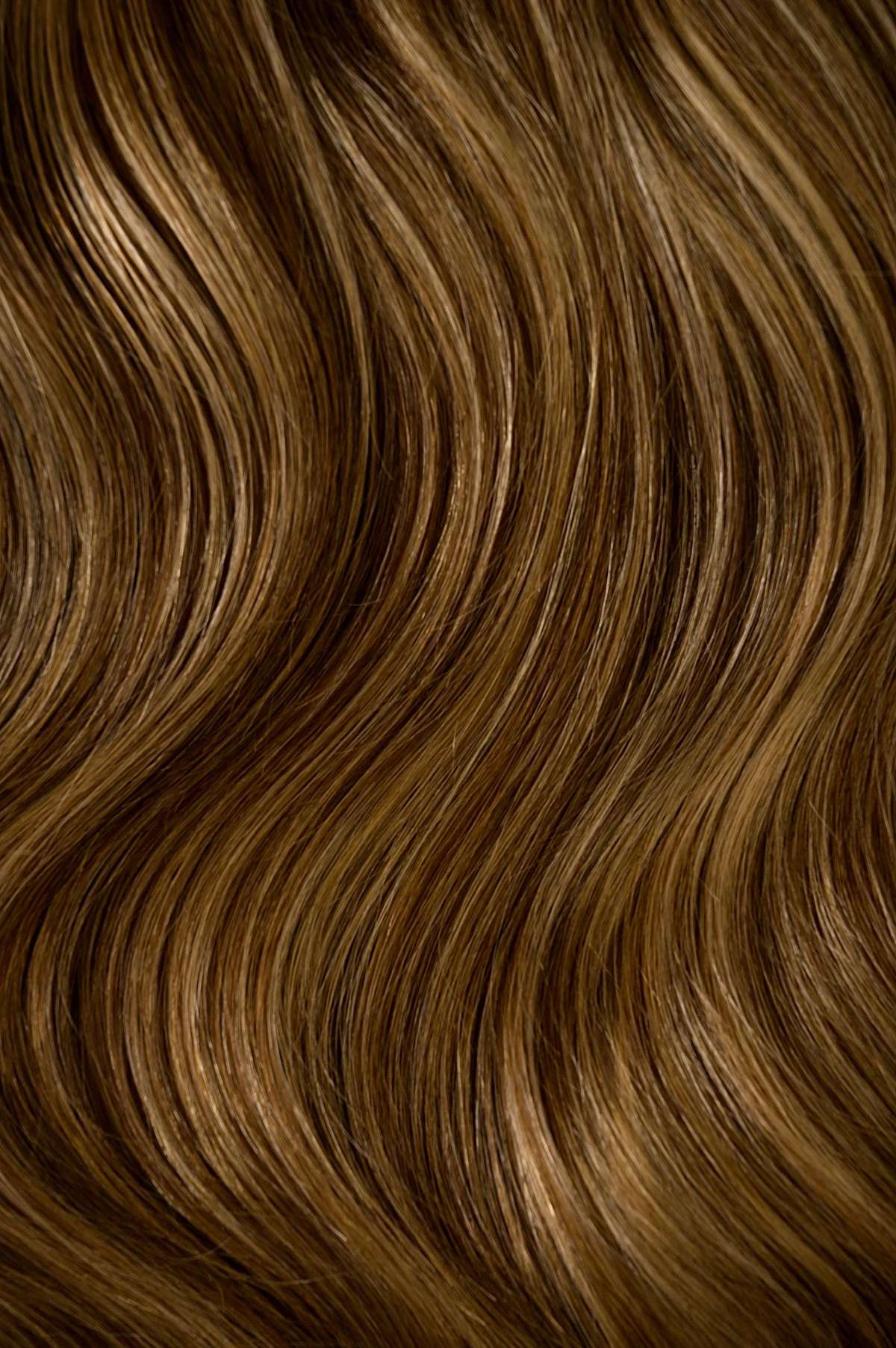 #Chestnut Brown Highlights Flat Tip Extensions