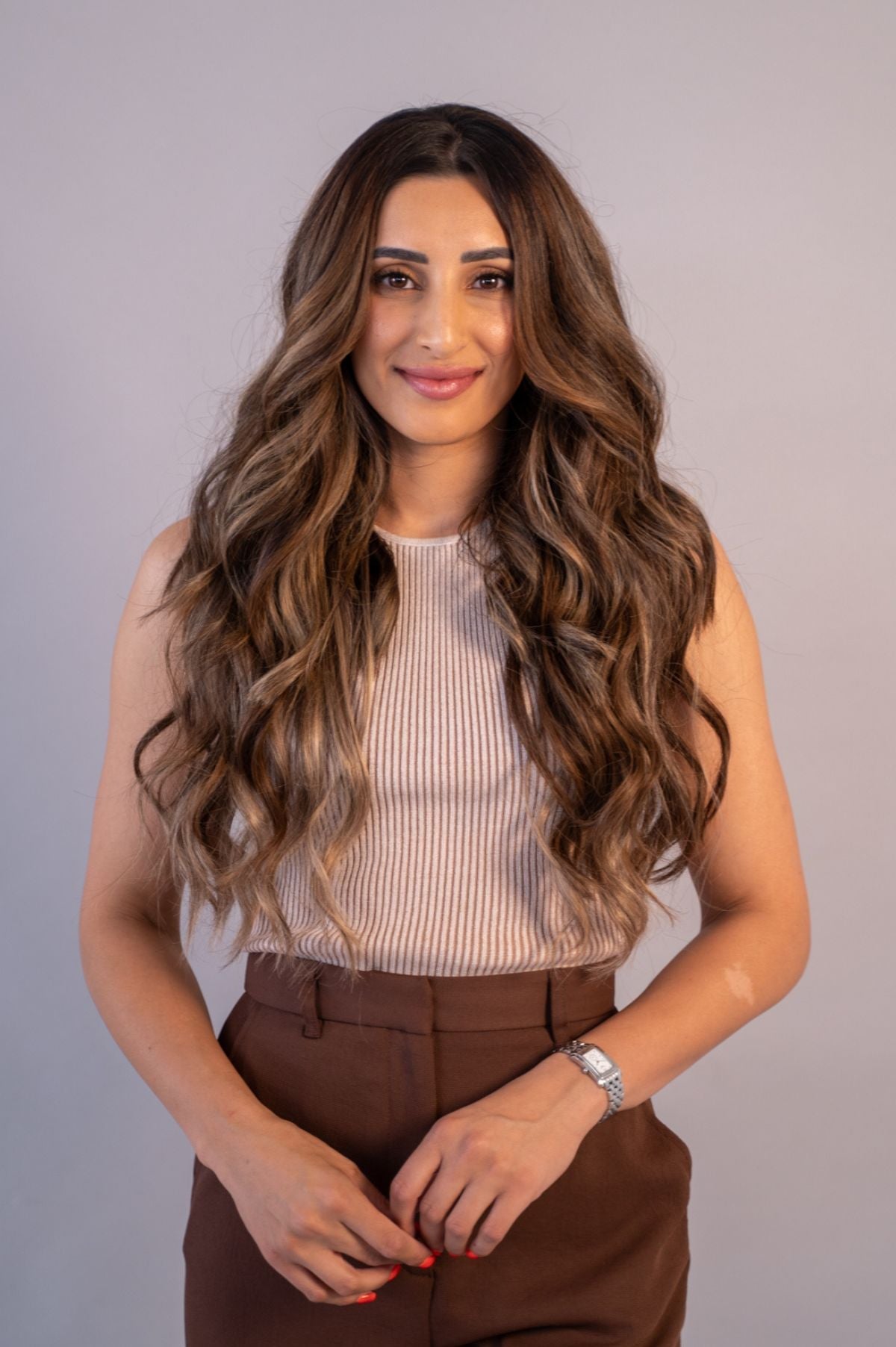 #Dark Ash Brown Balayage Machine Weft Extensions