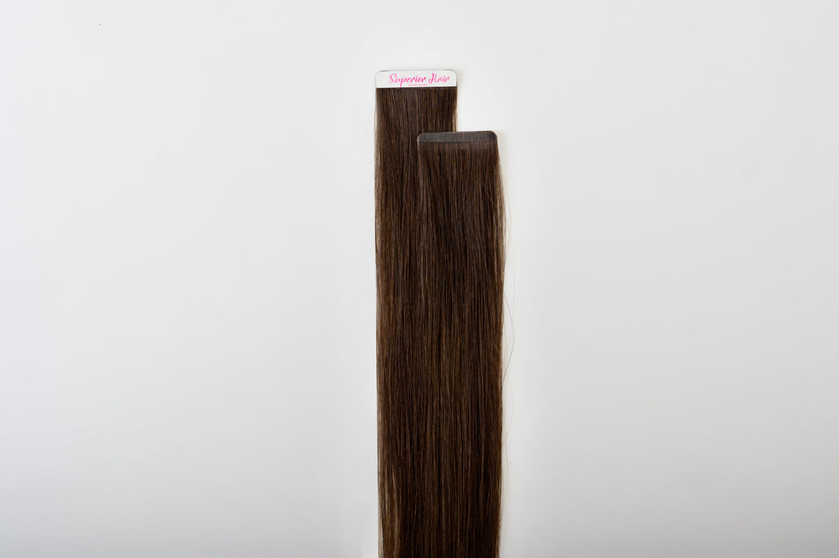 #Dark Brown Balayage Ultra Seamless Tape In Extensions