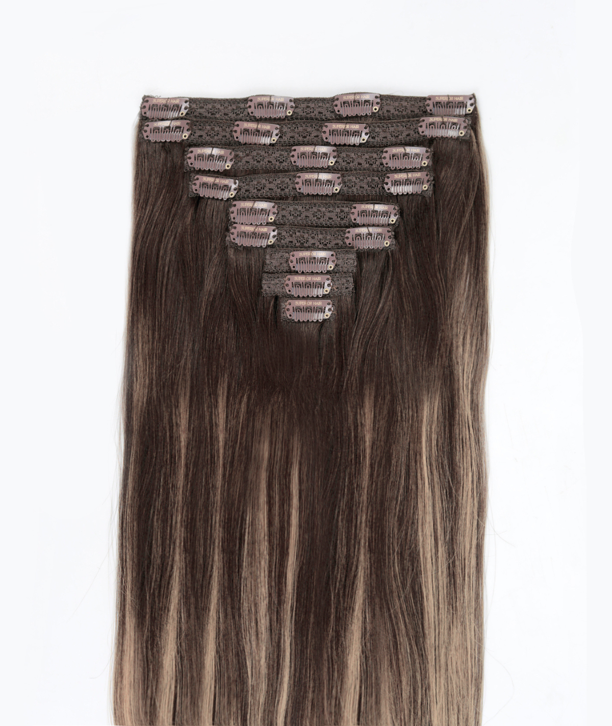 #Dark Ash Brown Balayage Classic Clip In Hair Extensions 9pcs