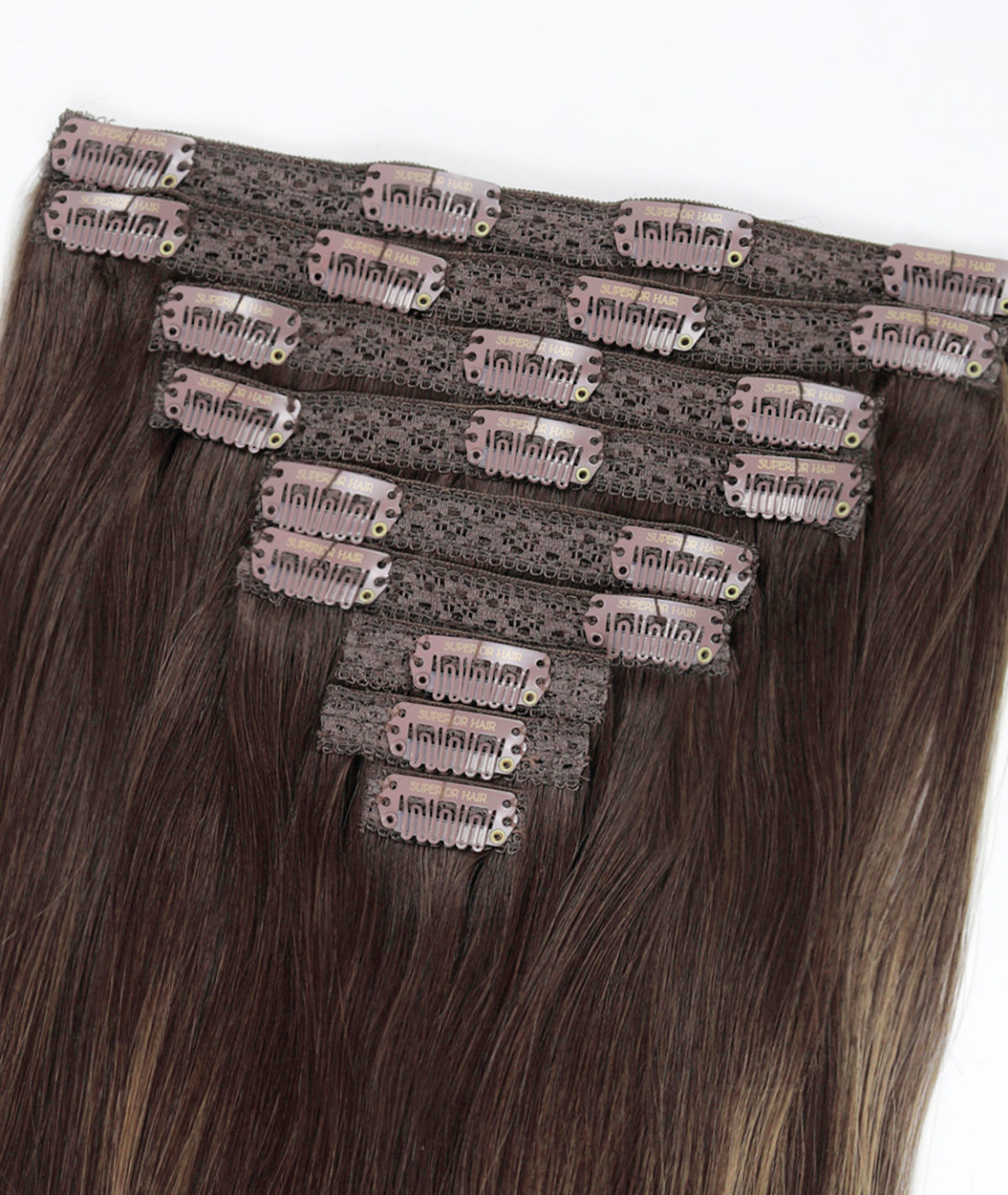 #Dark Ash Brown Balayage Classic Clip In Hair Extensions 9pcs