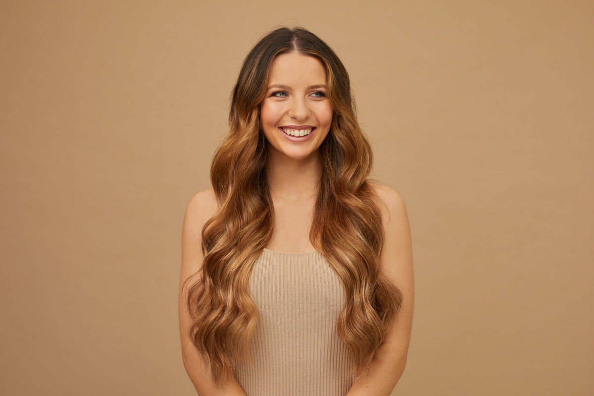 #Chestnut Brown Highlights Machine Weft Extensions