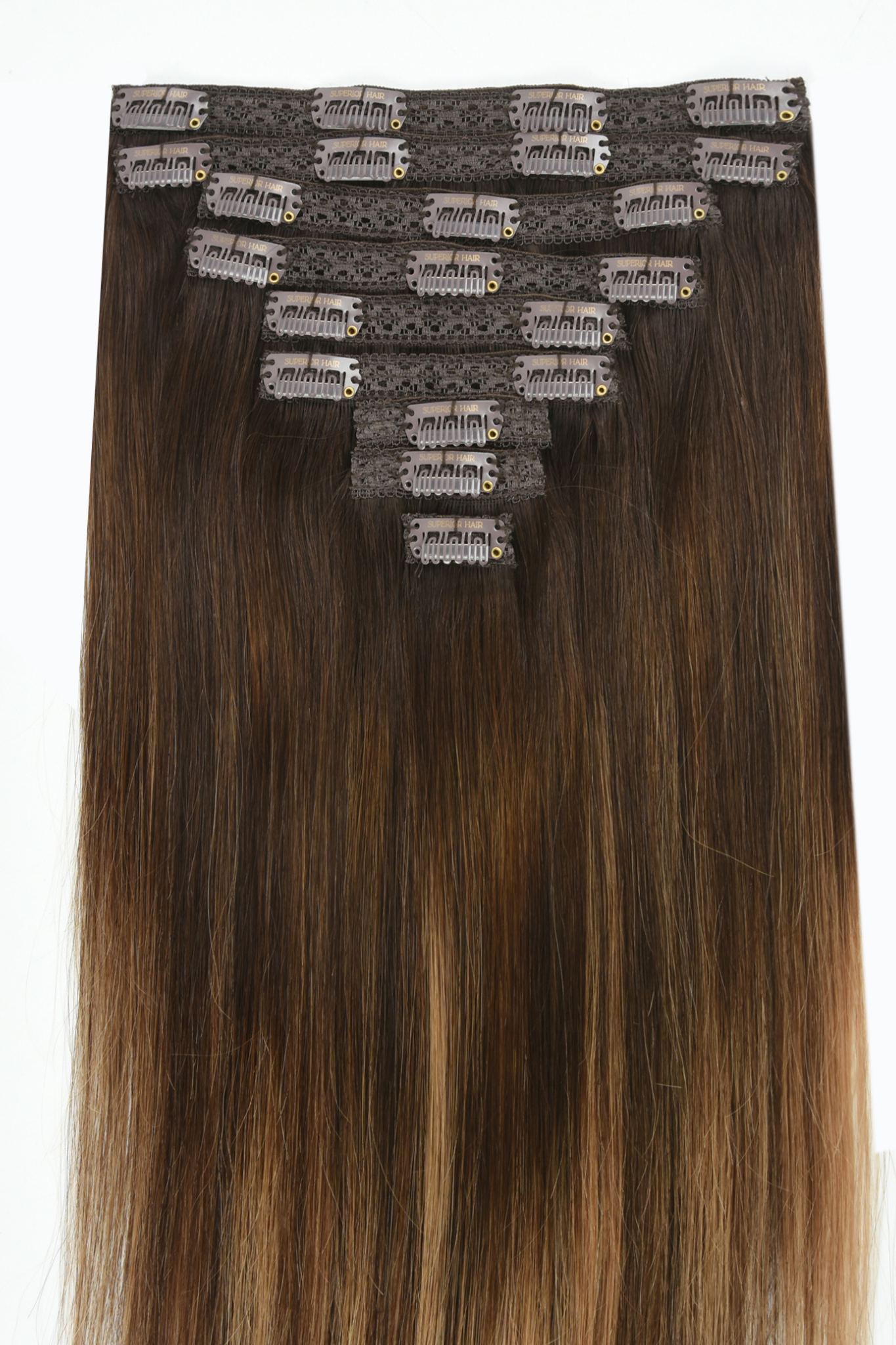 #Dark Ash Brown Balayage Classic Clip In Hair Extensions 9pcs
