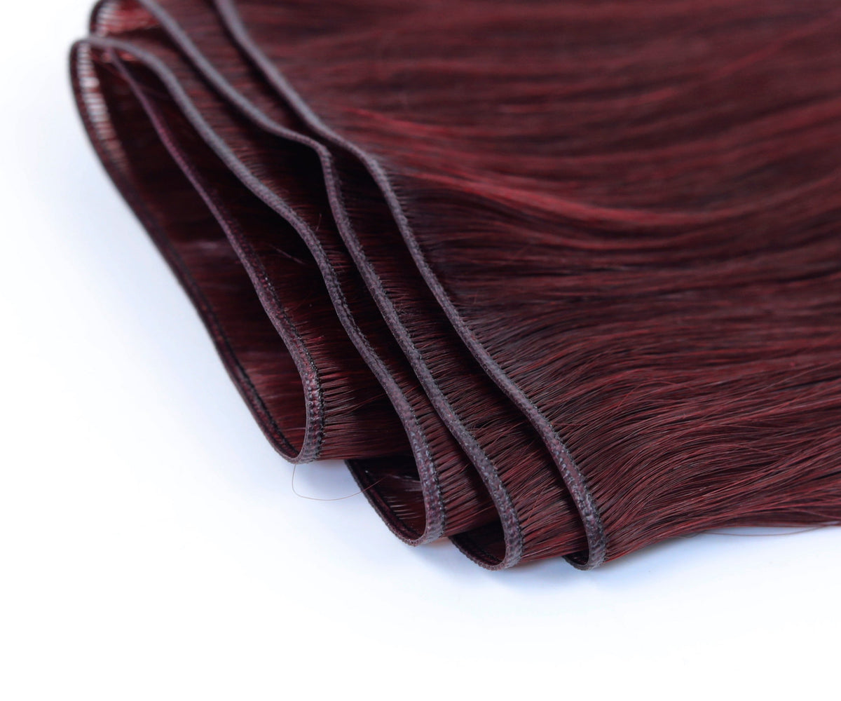#Burgundy Genius Weft Hair Extensions