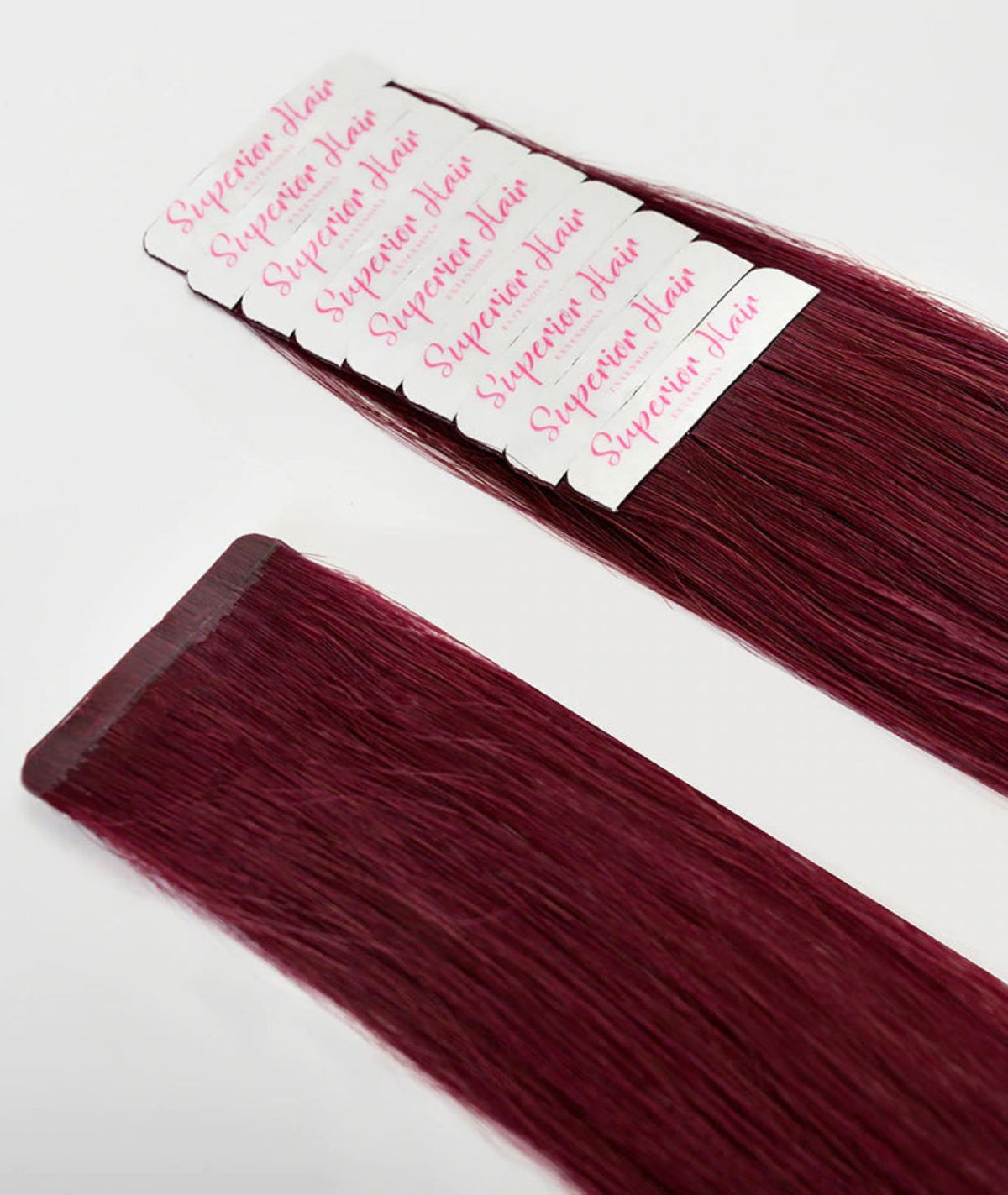 #Burgundy Ultra Seamless Tape In Hair Extensions