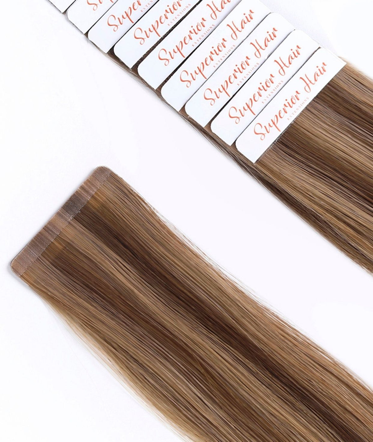 #Chestnut Brown Highlights Ultra Seamless Tape In Hair Extensions