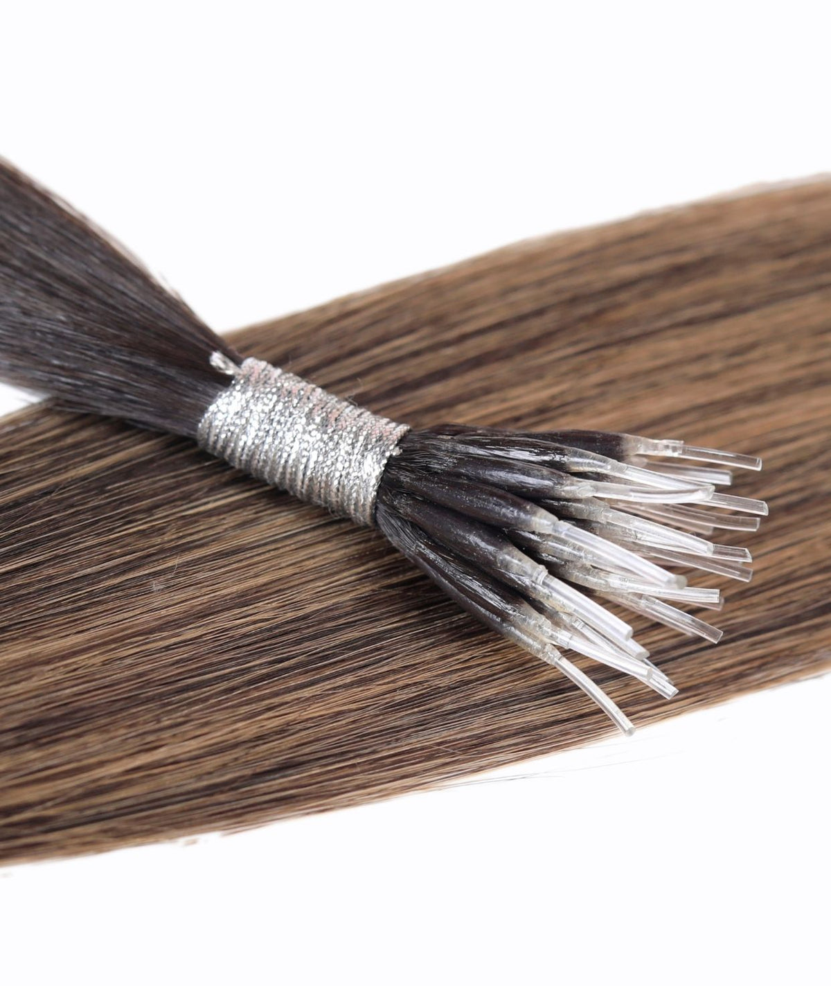 #Dark Ash Brown Balayage Nano Tip Hair Extensions