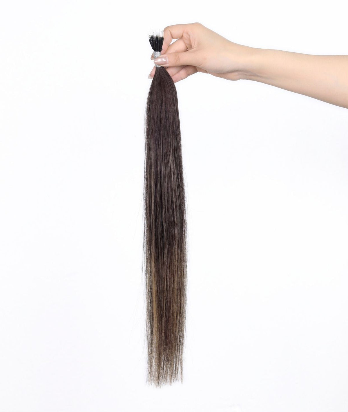 #Dark Ash Brown Balayage Nano Tip Hair Extensions