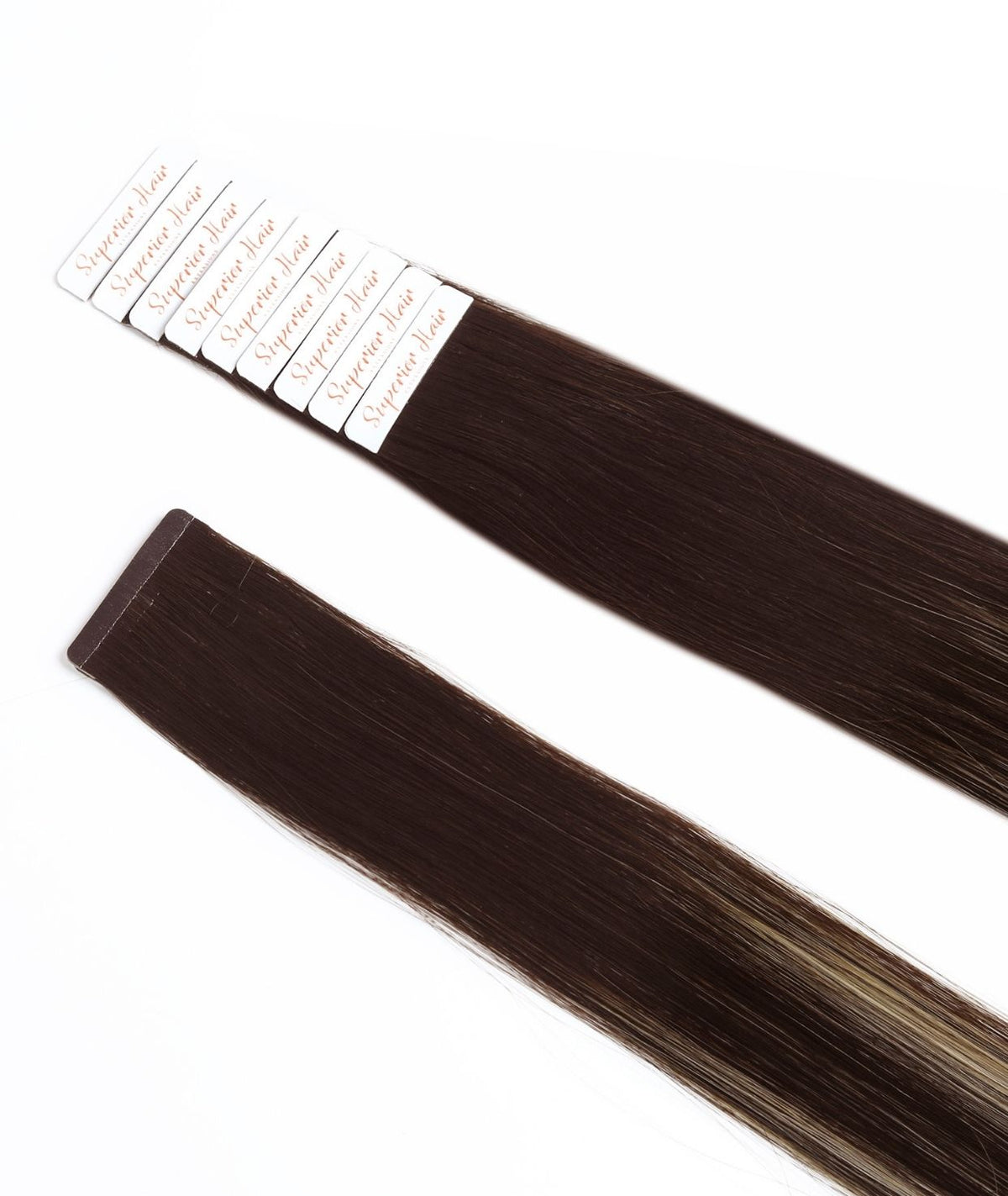 #Dark Ash Brown Balayage Ultra Seamless Tape In Hair Extensions