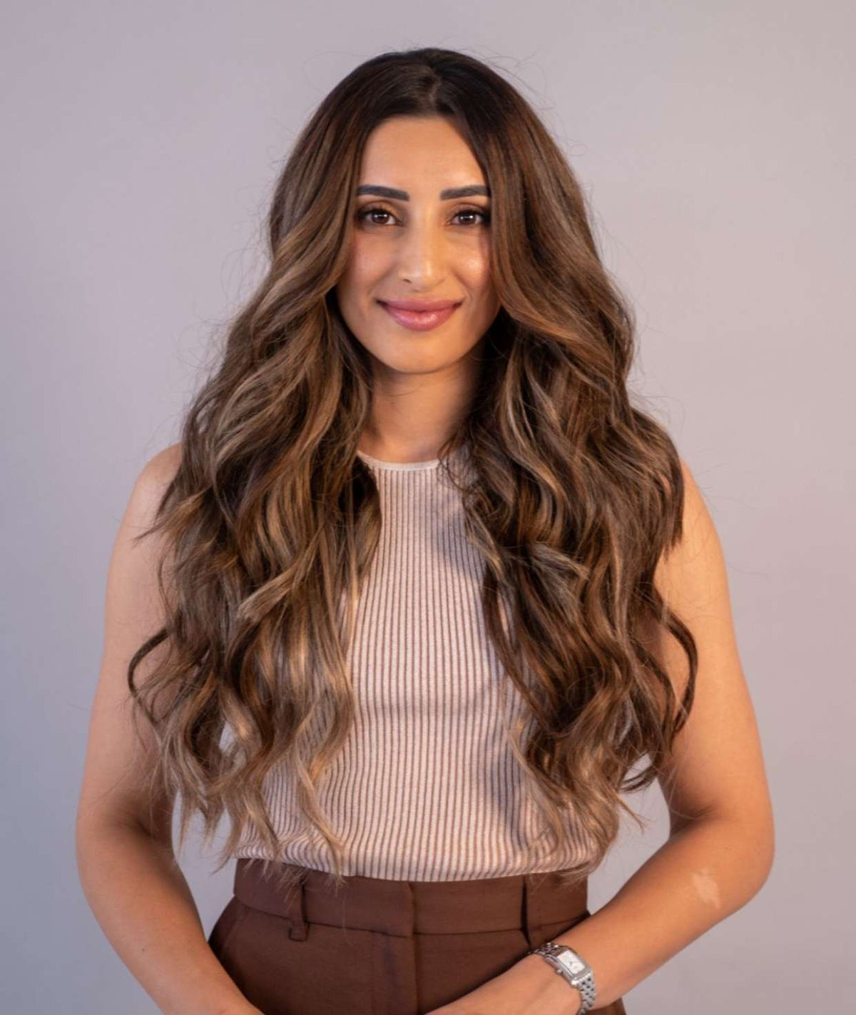 #Dark Ash Brown Balayage Seamless Clip In Hair Extensions