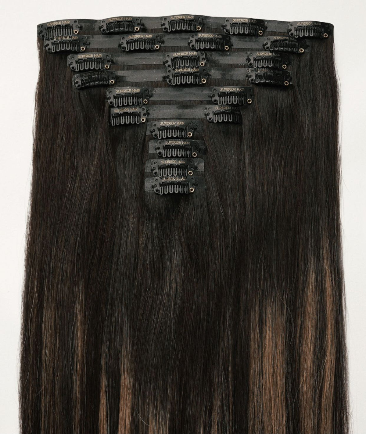 #Dark Ash Brown Balayage Seamless Clip In Hair Extensions