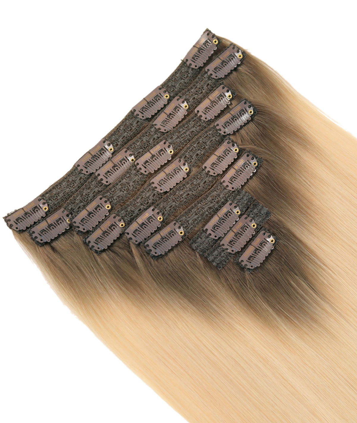 #Rooted Hollywood Blonde Classic Clip In Hair Extensions 9pcs