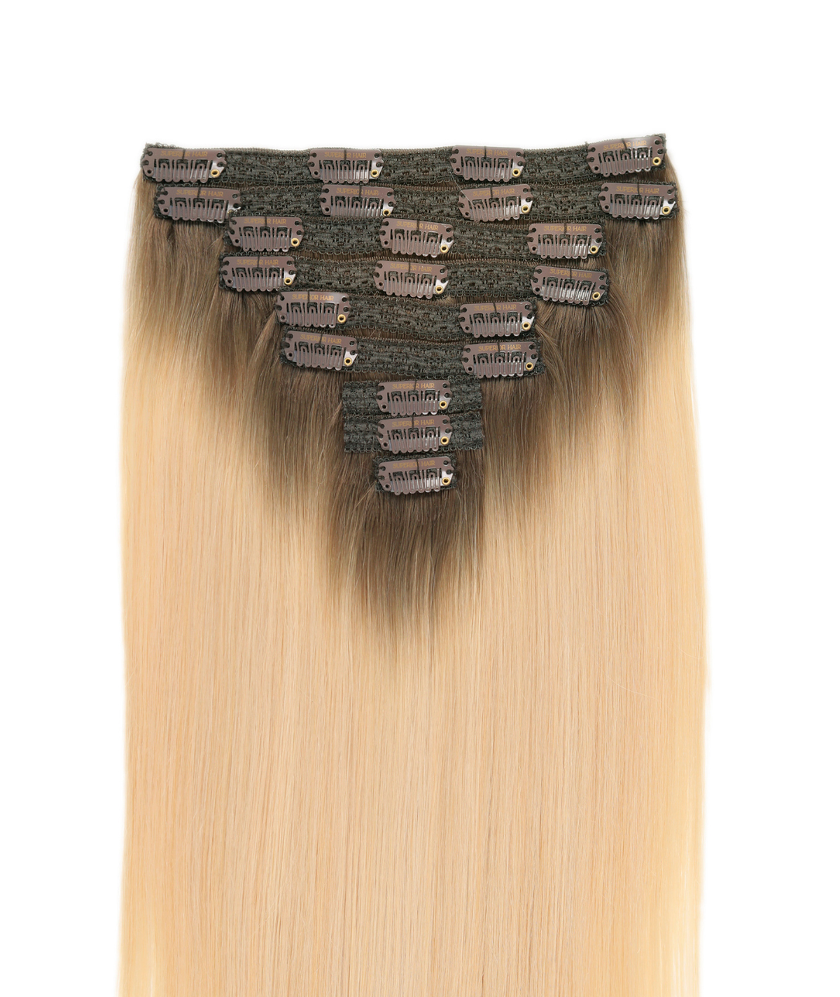 #Rooted Hollywood Blonde Classic Clip In Hair Extensions 9pcs