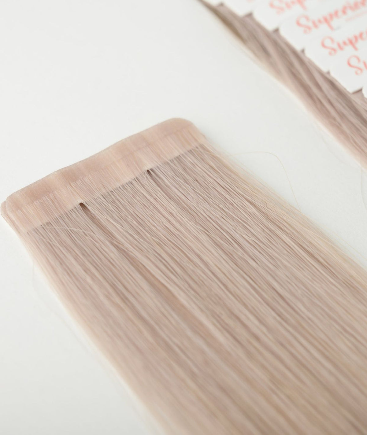 #Pearl Grey Ultra Seamless Tape In Hair Extensions