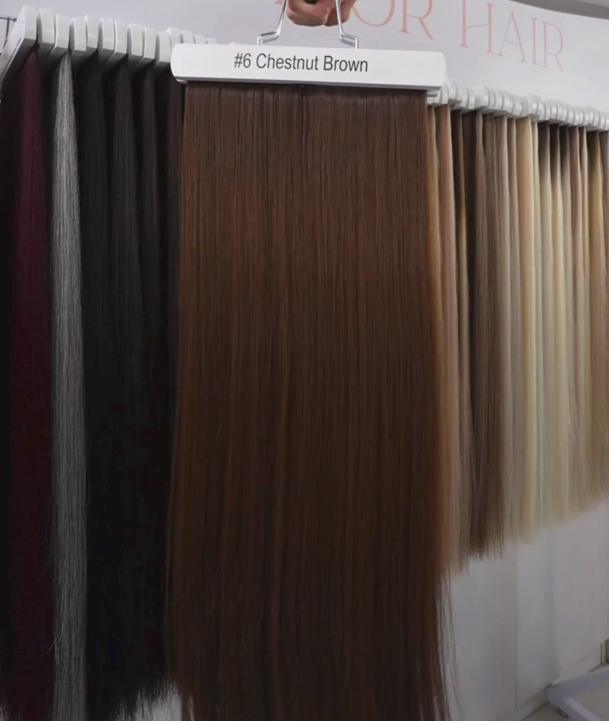 Load video: #6 Chestnut Brown Invisi Tape Hair Extensions