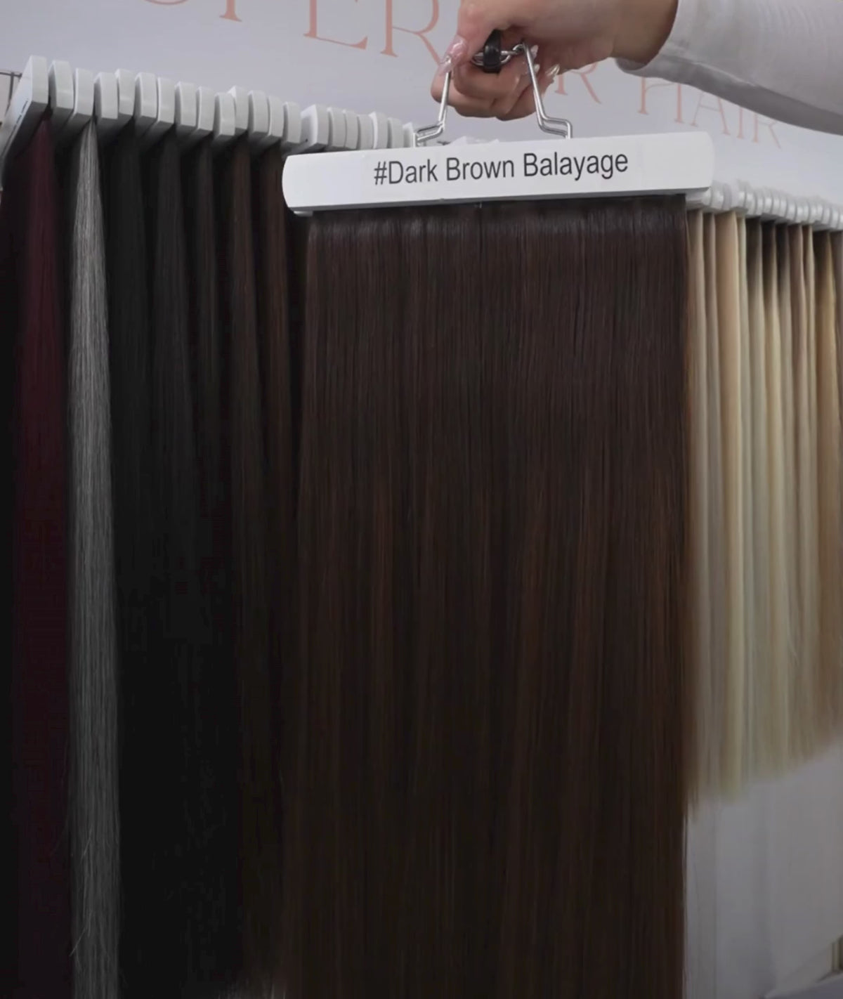 Load video: #Dark Brown Balayage Classic Halo Hair Extensions