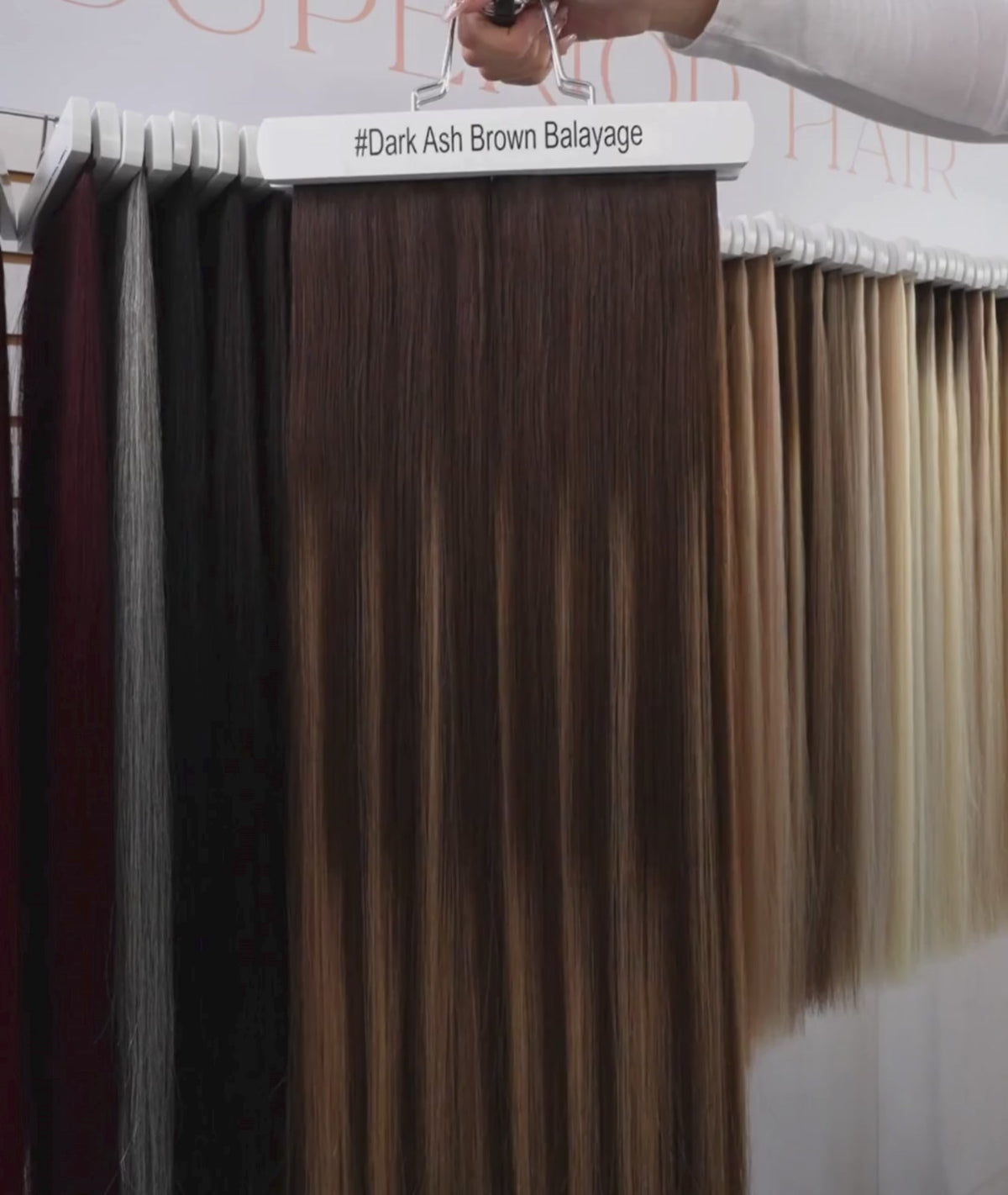 Load video: #Dark Ash Brown Balayage Classic Halo Hair Extensions