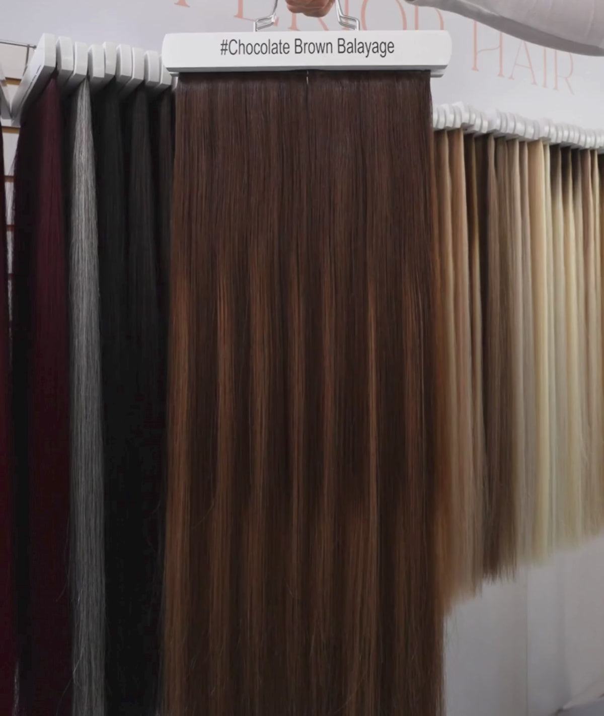 Load video: #Chocolate Brown Balayage Classic Halo Hair Extensions