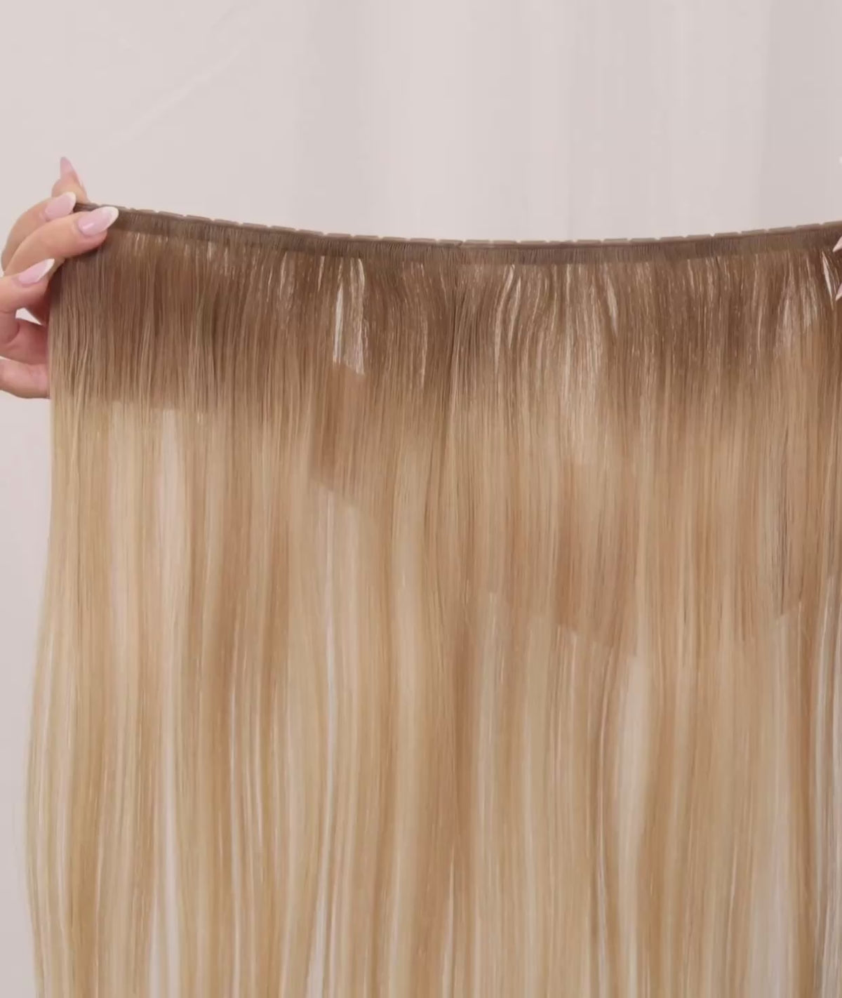 Load video: #1B Off-Black Invisi Butterfly Weft Hair Extensions (NEW)