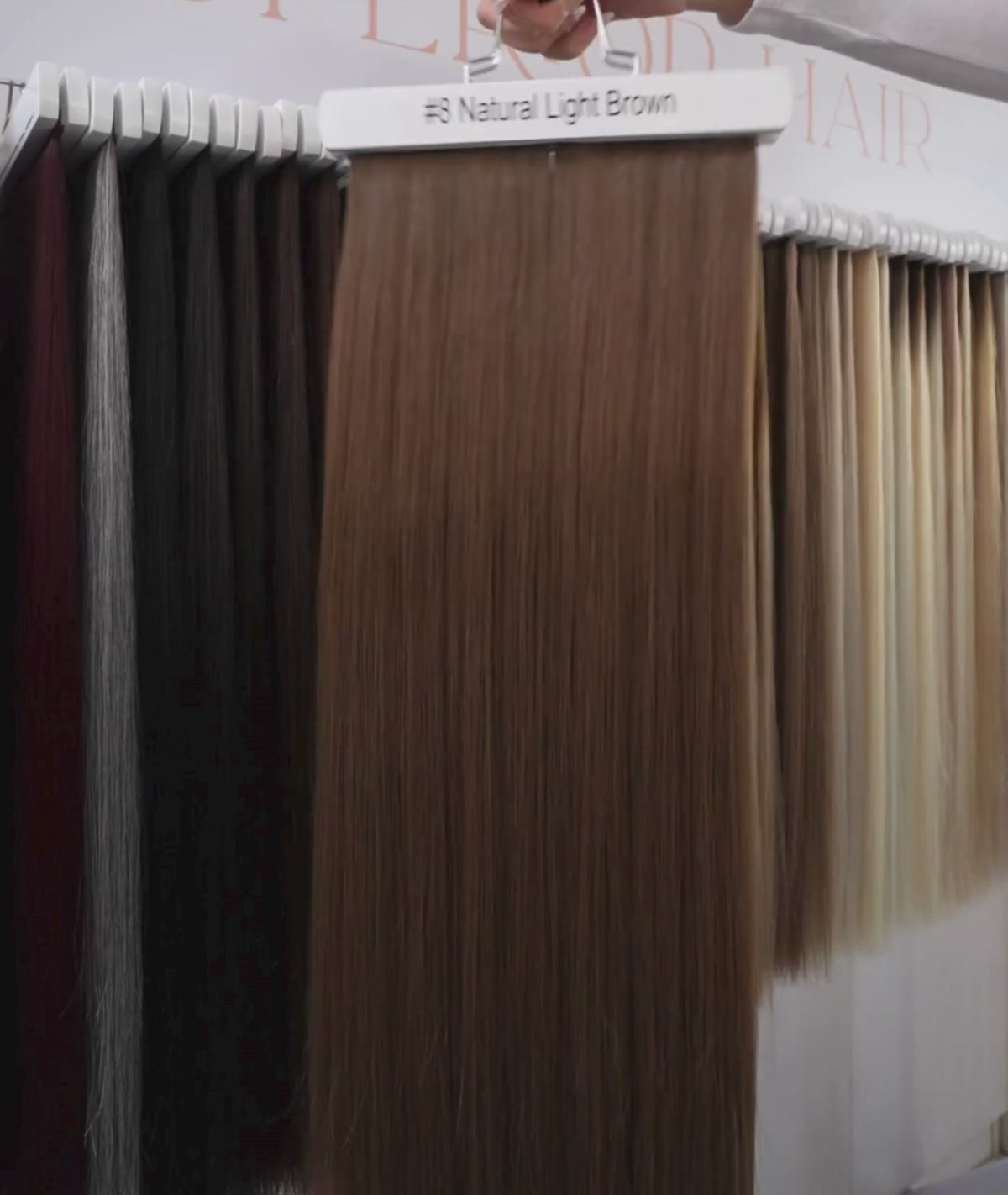 Load video: #8 Natural Light Brown Nano Tip Hair Extensions