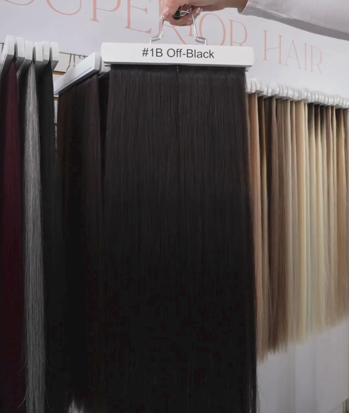 Load video: #1B Off-Black Classic Halo Hair Extensions