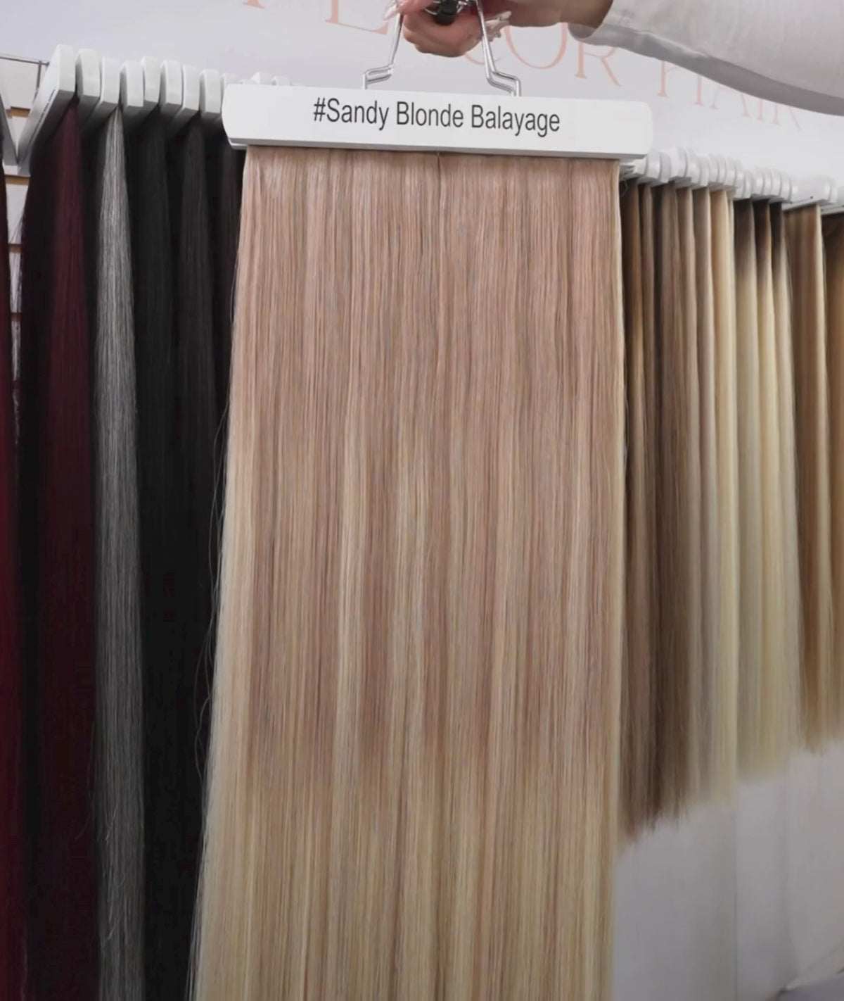Load video: #Sandy Blonde Balayage Classic Halo Hair Extensions