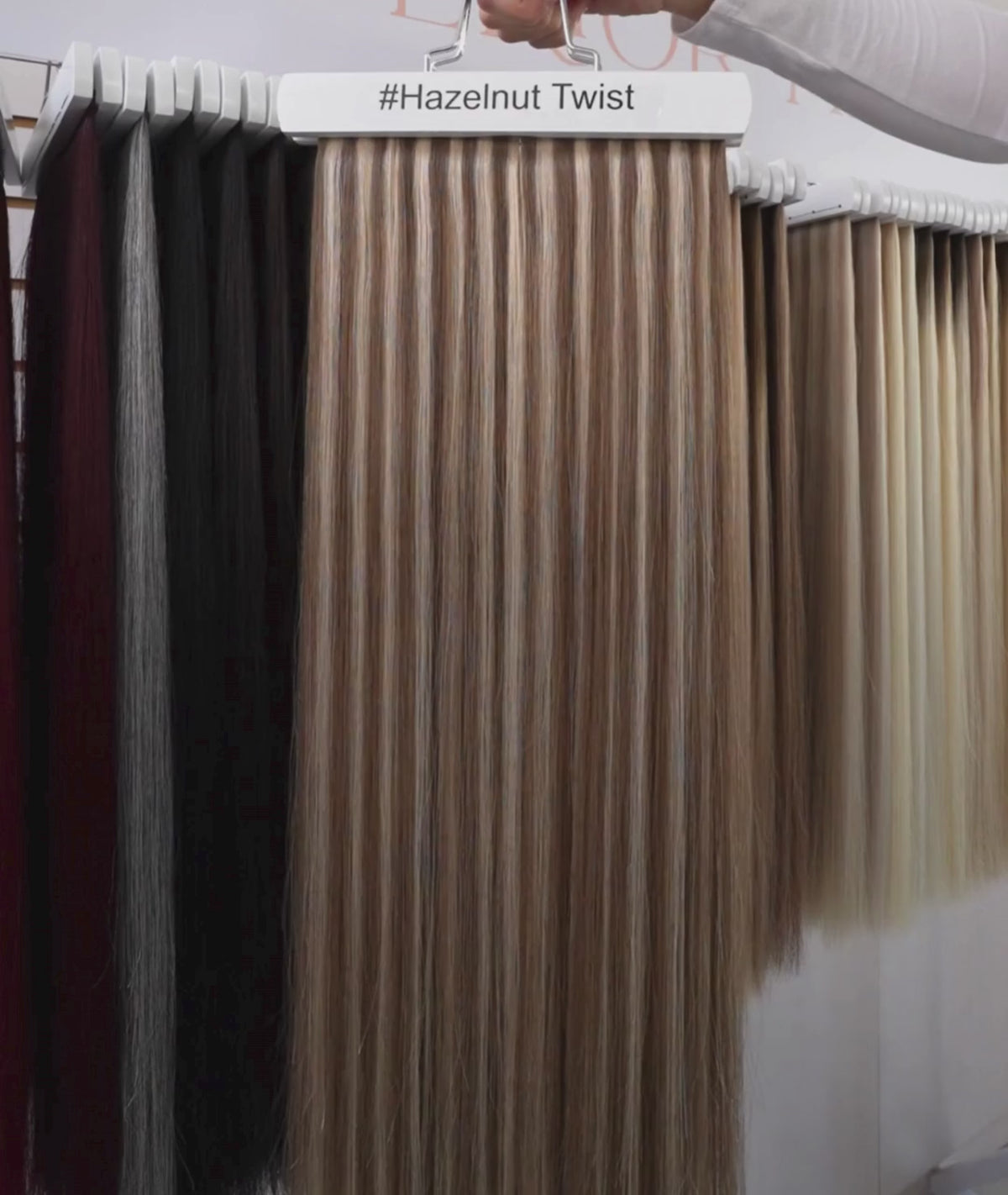 Load video: #Hazelnut Twist Classic Halo Hair Extensions